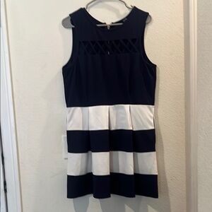 Speechless Black and White Fit and Flare Dress with Pleats